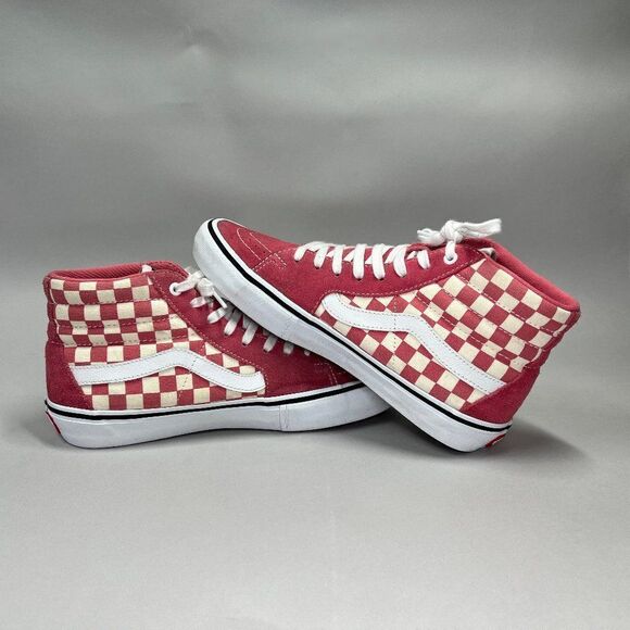 Vans Men's Pro Classics Old Skool Cherckerboard‎ High Top Lace Up Sneakers - Picture 8 of 13